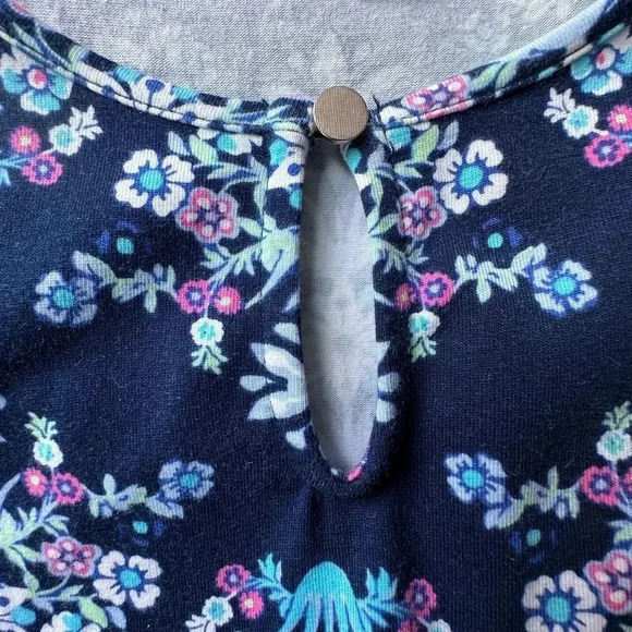 TALBOTS | NWOT | SLEEVELESS COTTON MAXI DRESS FLORAL NAVY BLUE | SIZE: SMALL - Picture 3 of 9